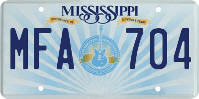 MS license plate MFA704