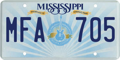 MS license plate MFA705