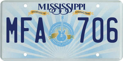MS license plate MFA706