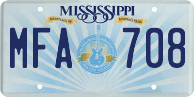 MS license plate MFA708