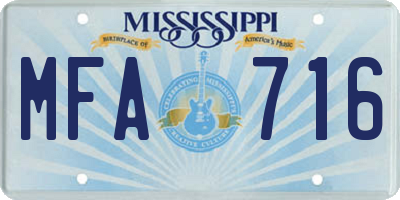 MS license plate MFA716