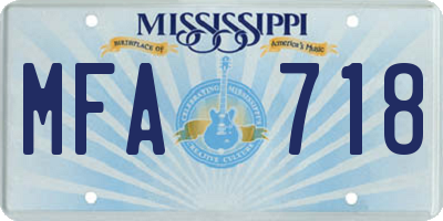 MS license plate MFA718