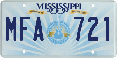 MS license plate MFA721