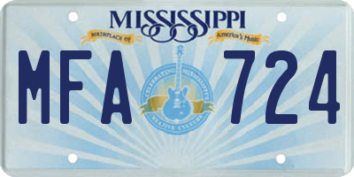 MS license plate MFA724