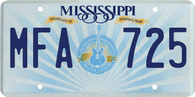 MS license plate MFA725