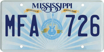 MS license plate MFA726