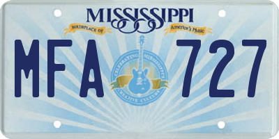 MS license plate MFA727