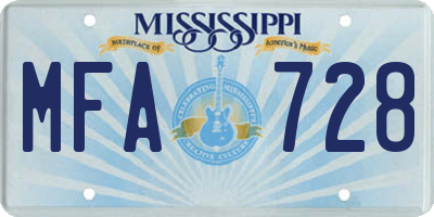 MS license plate MFA728