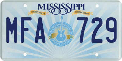 MS license plate MFA729