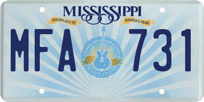 MS license plate MFA731