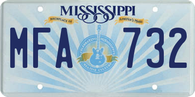 MS license plate MFA732