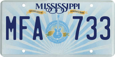 MS license plate MFA733