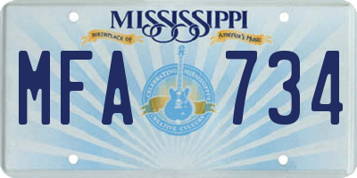 MS license plate MFA734