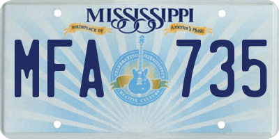 MS license plate MFA735