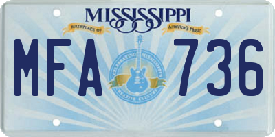 MS license plate MFA736