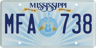 MS license plate MFA738