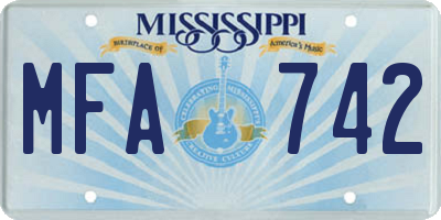 MS license plate MFA742