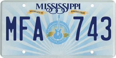 MS license plate MFA743