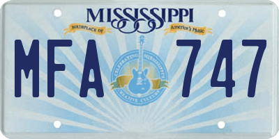 MS license plate MFA747