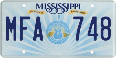 MS license plate MFA748