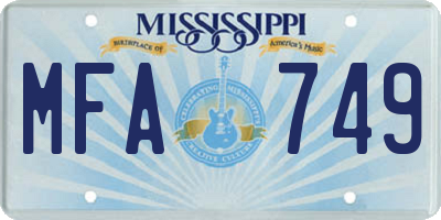 MS license plate MFA749