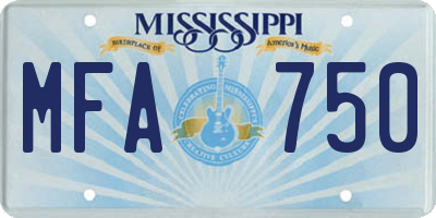 MS license plate MFA750