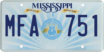 MS license plate MFA751