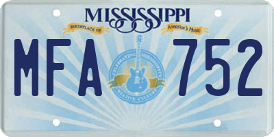 MS license plate MFA752