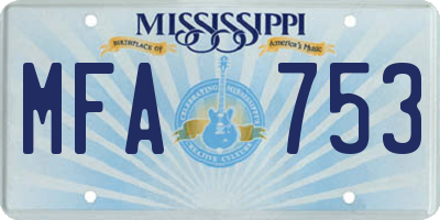 MS license plate MFA753