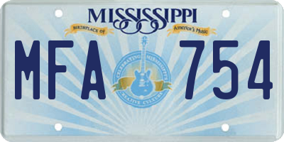MS license plate MFA754