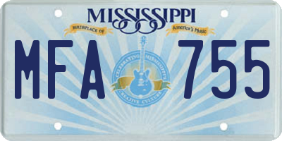 MS license plate MFA755