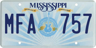 MS license plate MFA757
