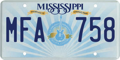 MS license plate MFA758
