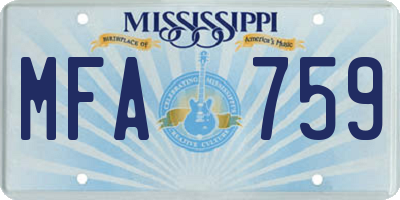 MS license plate MFA759