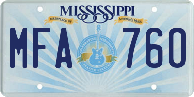 MS license plate MFA760