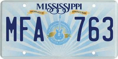 MS license plate MFA763