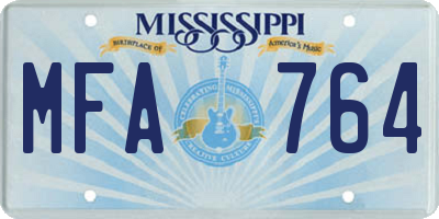MS license plate MFA764