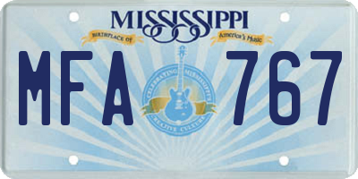 MS license plate MFA767
