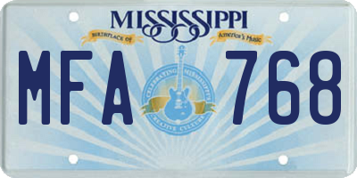 MS license plate MFA768