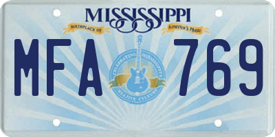 MS license plate MFA769