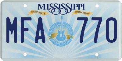 MS license plate MFA770