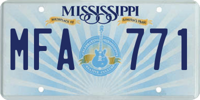 MS license plate MFA771