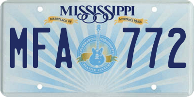 MS license plate MFA772