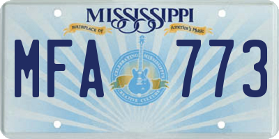 MS license plate MFA773