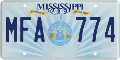 MS license plate MFA774