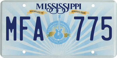 MS license plate MFA775
