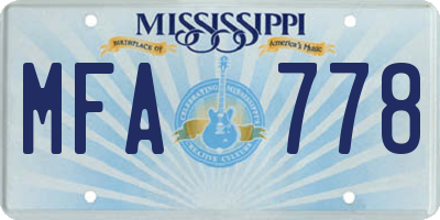 MS license plate MFA778