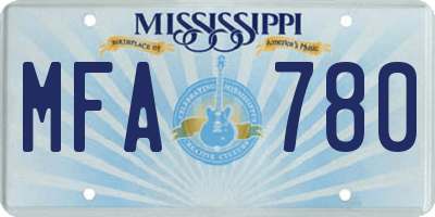 MS license plate MFA780