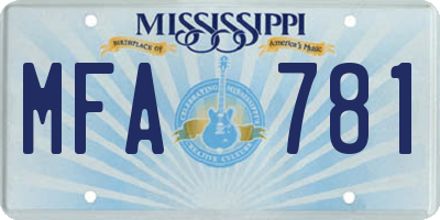 MS license plate MFA781