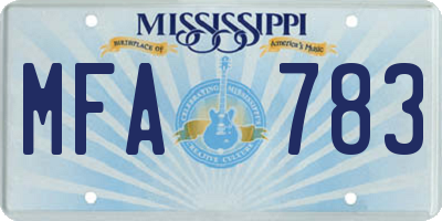 MS license plate MFA783